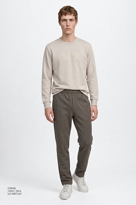 Pamuklu Standart Fit Normal Kesim Bisiklet Yaka Açık Gri Sweatshirt resmi