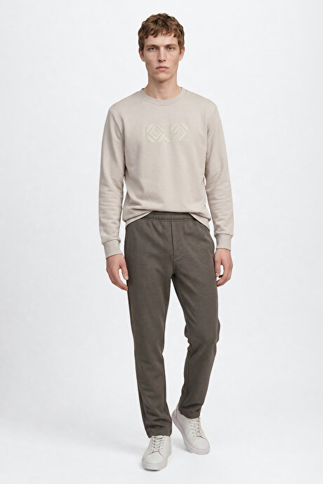 Pamuklu Standart Fit Normal Kesim Bisiklet Yaka Açık Gri Sweatshirt resmi