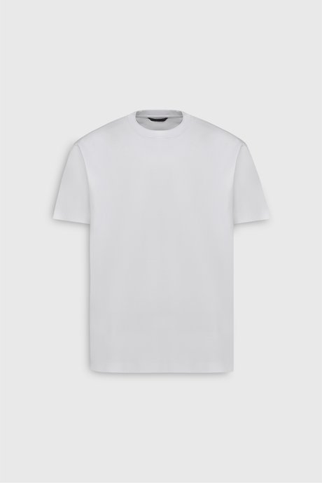 %100 Pamuk Modern Fit Bisiklet Yaka Basic Beyaz Tişört resmi
