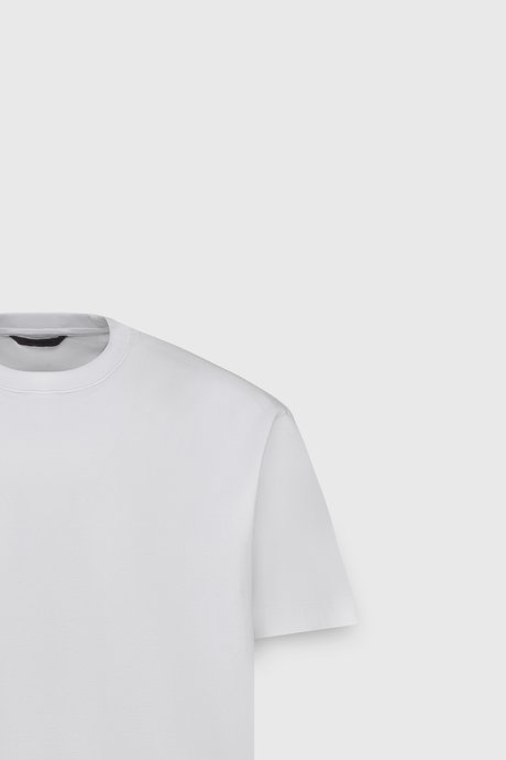 %100 Pamuk Modern Fit Bisiklet Yaka Basic Beyaz Tişört resmi