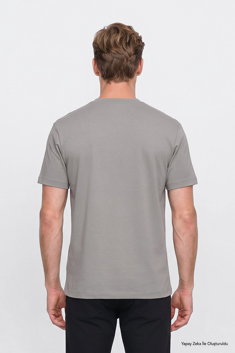 %100 Pamuk Modern Fit Bisiklet Yaka Basic Mint Tişört resmi