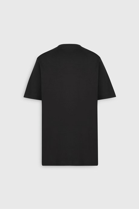 %100 Pamuk Modern Fit Bisiklet Yaka Basic Siyah Tişört resmi