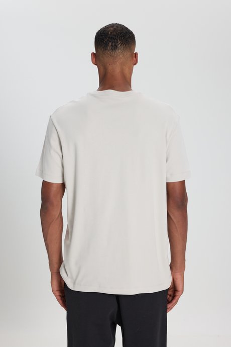%100 Pamuk Modern Fit Bisiklet Yaka Basic Taş Tişört resmi