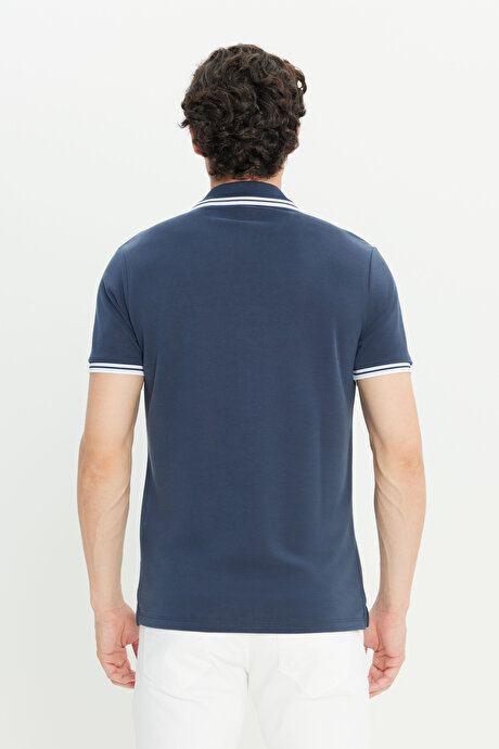 Yumuşak Dokulu Slim Fit Dar Kesim Polo Yaka Lacivert Tişört resmi