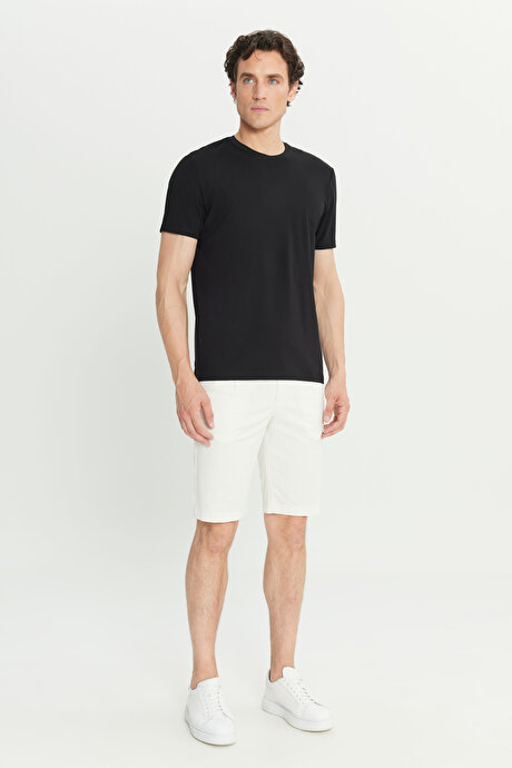 360 Her Yöne Esneyen Slim Fit Dar Kesim Bisiklet Yaka Siyah Tişört resmi