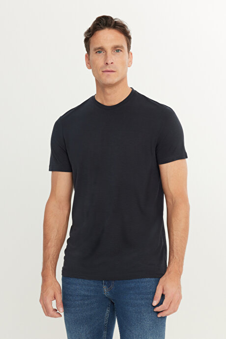 Yumuşak Dokulu Slim Fit Dar Kesim Bisiklet Yaka Antrasit Tişört resmi