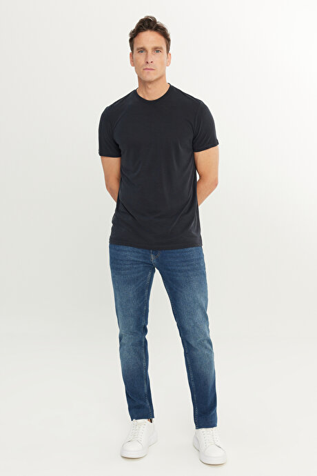 Yumuşak Dokulu Slim Fit Dar Kesim Bisiklet Yaka Antrasit Tişört resmi