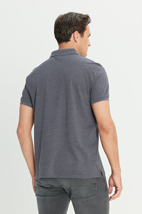 Pamuklu Slim Fit Dar Kesim Polo Yaka Antrasit Tişört resmi