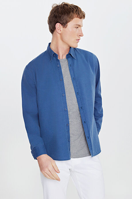 Pamuklu Standart Fit Normal Kesim Bisiklet Yaka Esnek Gri Melanj Tişört resmi