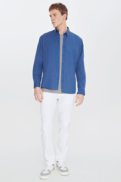 Pamuklu Standart Fit Normal Kesim Bisiklet Yaka Esnek Gri Melanj Tişört resmi