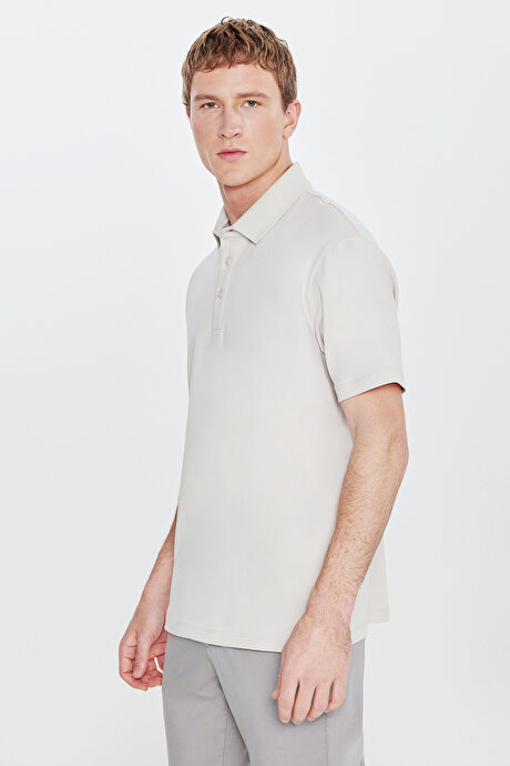 %100 Pamuk Modern Fit Polo Yaka Taş Tişört resmi