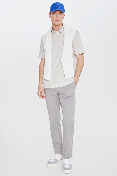 %100 Pamuk Modern Fit Polo Yaka Taş Tişört resmi