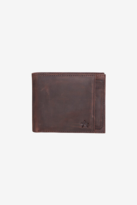 %100 Deri Kahverengi Cüzdan resmi