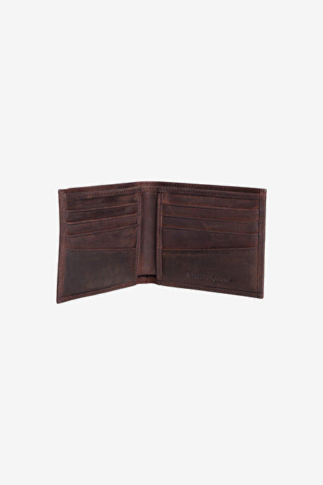 %100 Deri Kahverengi Cüzdan resmi