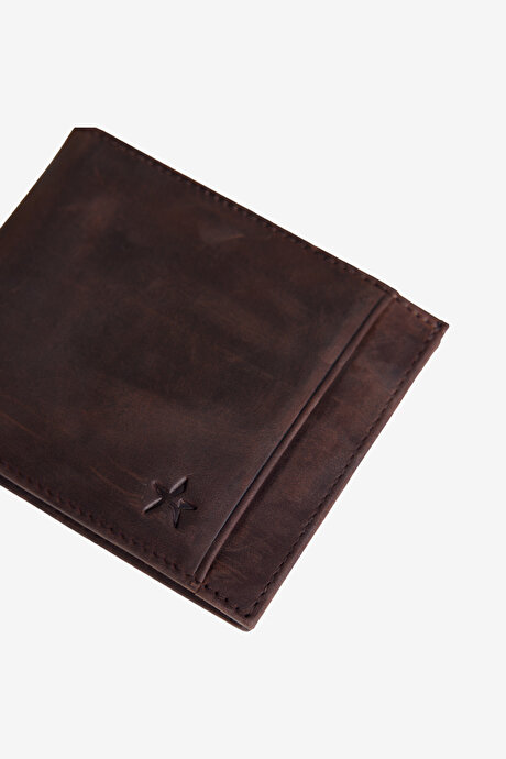 %100 Deri Kahverengi Cüzdan resmi