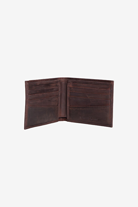 %100 Deri Kahverengi Cüzdan resmi