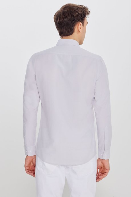 Pamuklu Slim Fit Dar Kesim Gant Yaka Oxford Bej Gömlek resmi