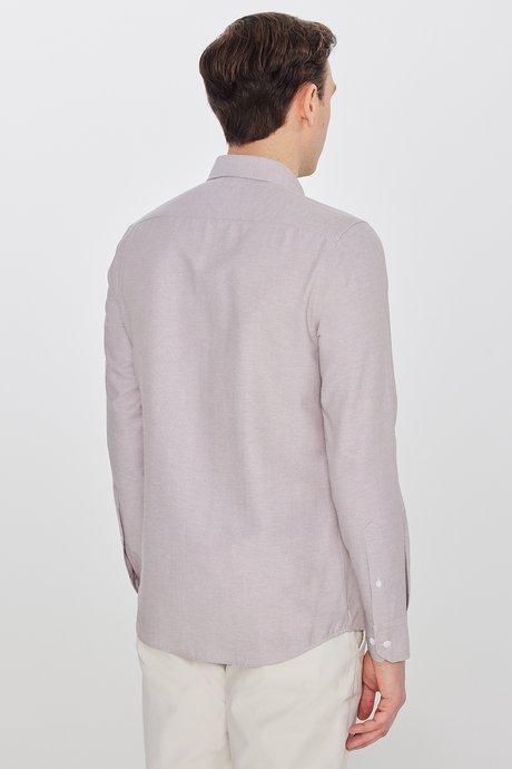 Pamuklu Slim Fit Dar Kesim Gant Yaka Oxford Vizon Gömlek resmi
