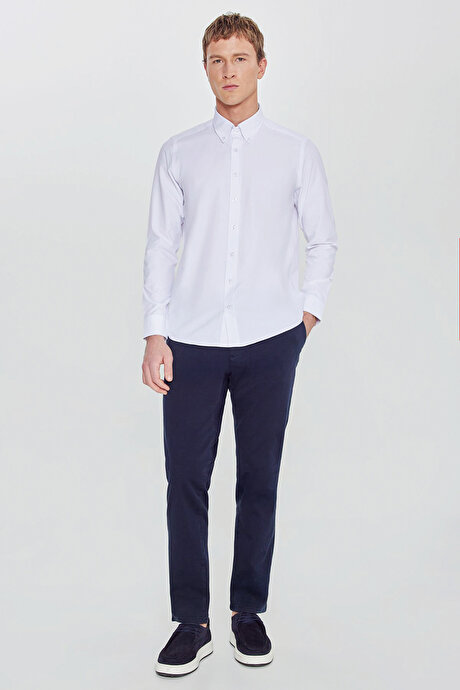 Pamuklu Slim Fit Dar Kesim Gant Yaka Poplin Beyaz Gömlek resmi
