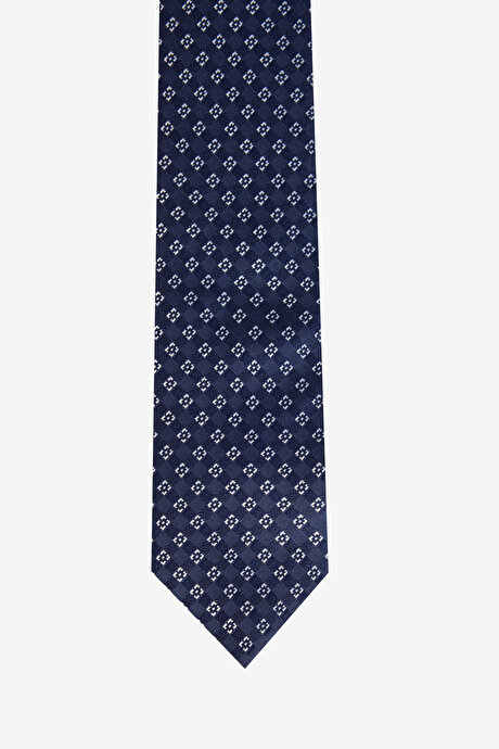 Desenli Lacivert-Gri Kravat resmi