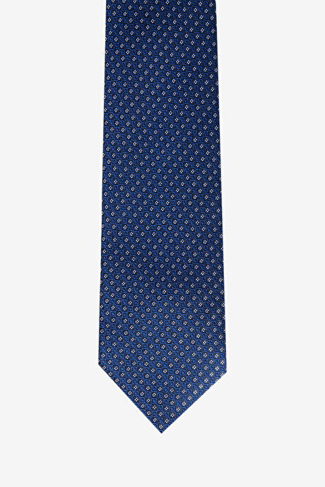 Desenli Lacivert-Beyaz Kravat resmi