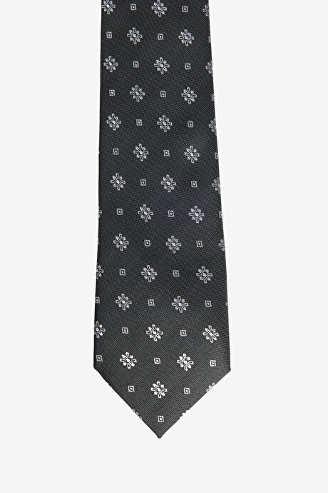 Desenli Siyah-Gri Kravat resmi