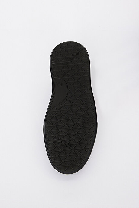 %100 Deri Rahat Taban Spor Sneaker Siyah Ayakkabı resmi