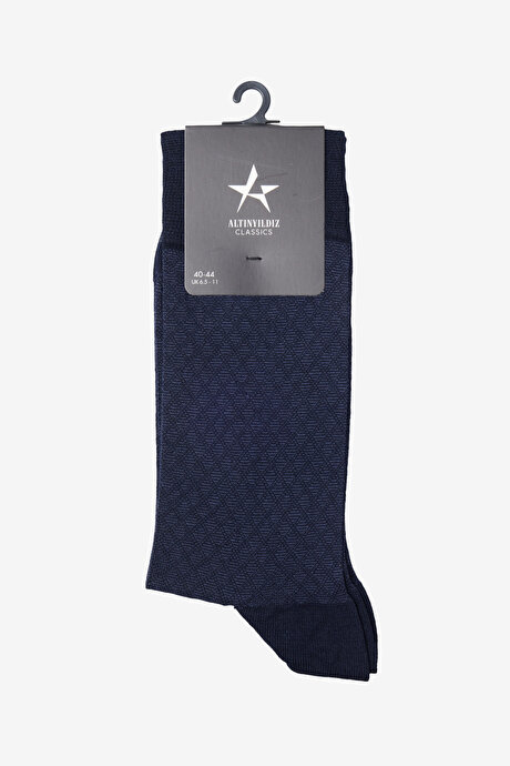Yumuşak Dokulu Desenli Tekli Lacivert Çorap resmi