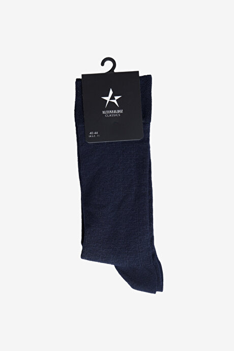 Desenli Yumuşak Dokulu Tekli Lacivert Çorap resmi