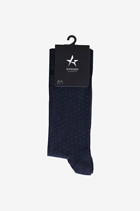 Desenli Yumuşak Dokulu Tekli Lacivert Çorap resmi