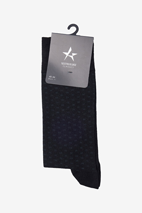 Desenli Yumuşak Dokulu Tekli Siyah Çorap resmi