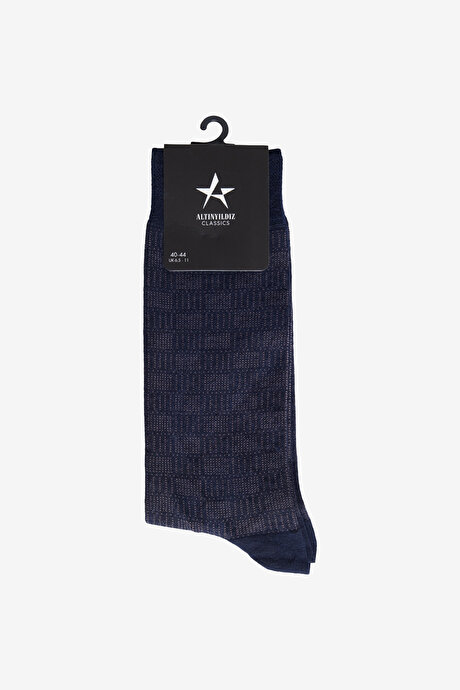 Yumuşak Dokulu Desenli Tekli Lacivert Çorap resmi