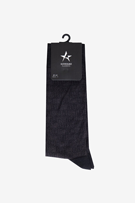 Yumuşak Dokulu Desenli Tekli Siyah Çorap resmi