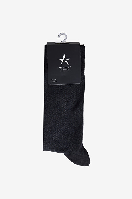 Desenli Yumuşak Dokulu Tekli Siyah Çorap resmi