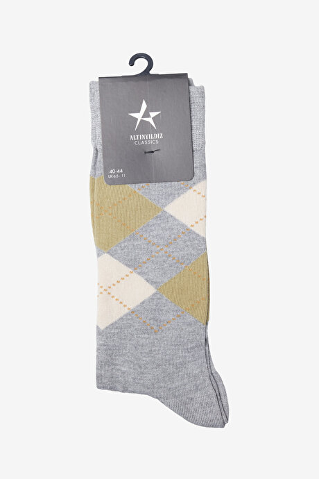 Yumuşak Dokulu Desenli Tekli Gri Melanj Çorap resmi