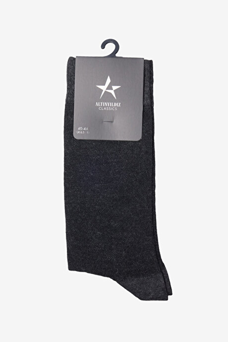 Desenli Yumuşak Dokulu Esnek Tekli Antrasit Çorap resmi