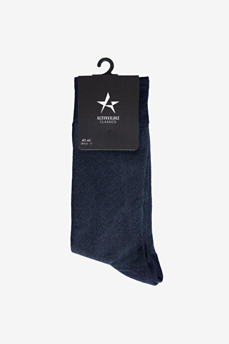 Desenli Yumuşak Dokulu Esnek Tekli Lacivert ÇorapACE252610021LAC