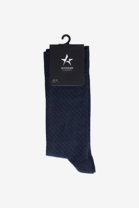 Desenli Yumuşak Dokulu Tekli Lacivert Çorap resmi