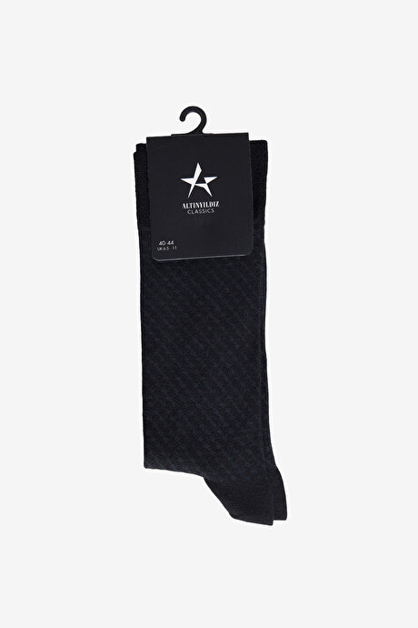 Desenli Yumuşak Dokulu Tekli Siyah Çorap resmi