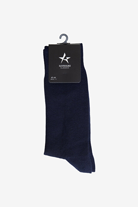 Desenli Tekli Lacivert Çorap resmi