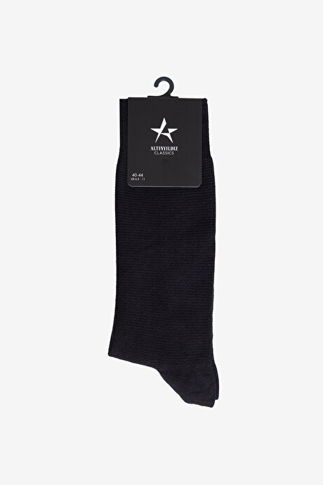 Desenli Tekli Siyah Çorap resmi