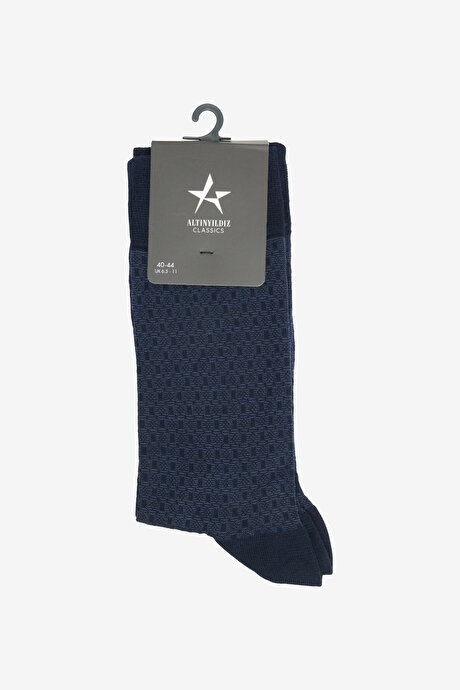 Yumuşak Dokulu Desenli Tekli Çorap Lacivert Çorap resmi