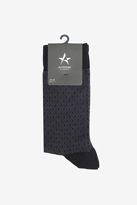 Yumuşak Dokulu Desenli Tekli Çorap Siyah Çorap resmi