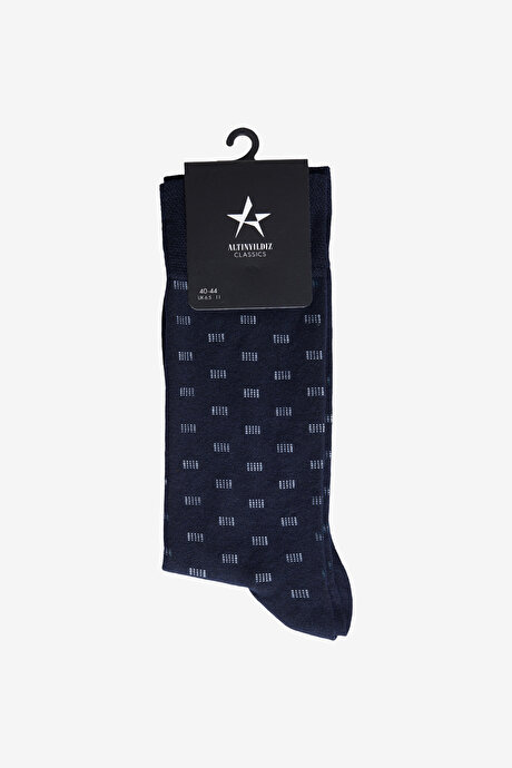 Desenli Yumuşak Dokulu Tekli Lacivert Çorap resmi