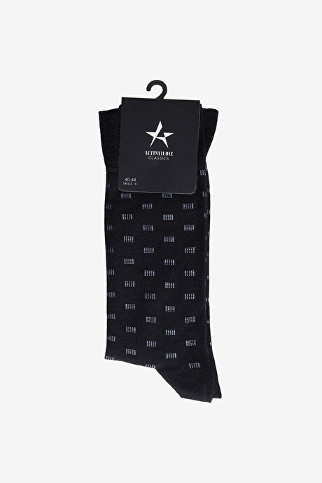 Desenli Yumuşak Dokulu Tekli Siyah Çorap resmi