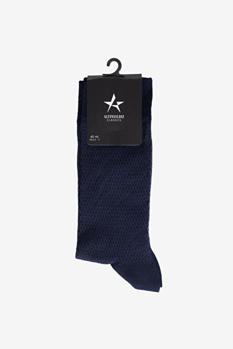 Desenli Tekli Lacivert Çorap resmi