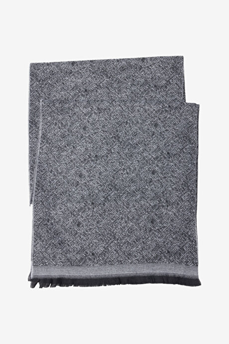 Desenli Standart Fit Siyah-Gri Atkı resmi