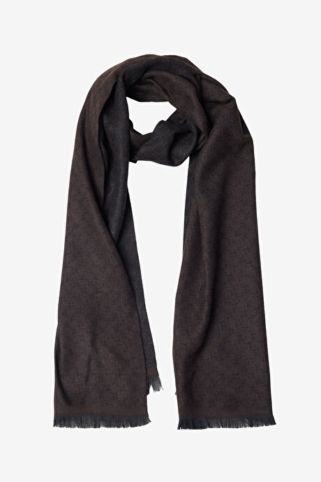 Desenli Standart Fit Kahve-Siyah Atkı resmi