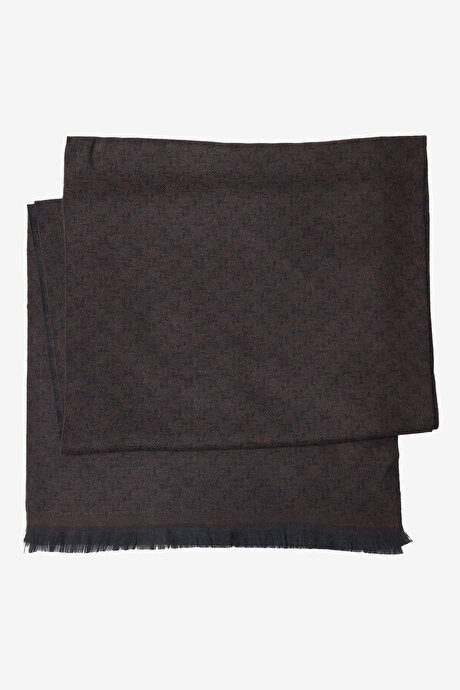 Desenli Standart Fit Kahve-Siyah Atkı resmi