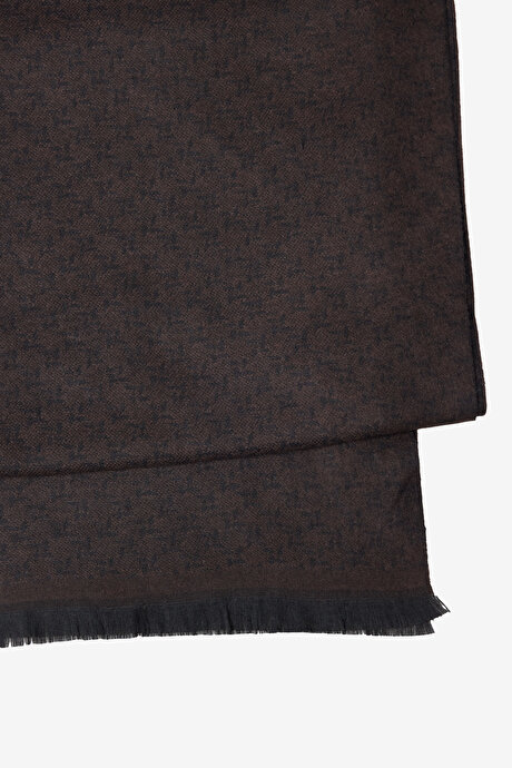 Desenli Standart Fit Kahve-Siyah Atkı resmi